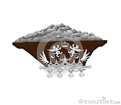 Luxurious wooden trolley loaded with stones Stock Photo